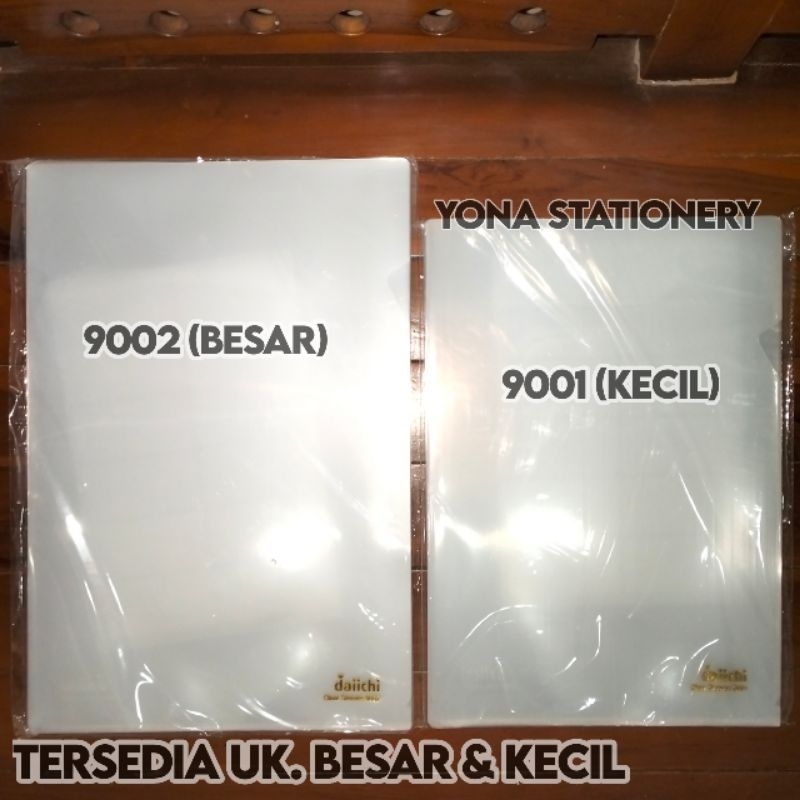 

Map L Daiichi Transparan F4 (Besar/9002) & A4 (Kecil/9001) | 1 Pak: 12 Lembar