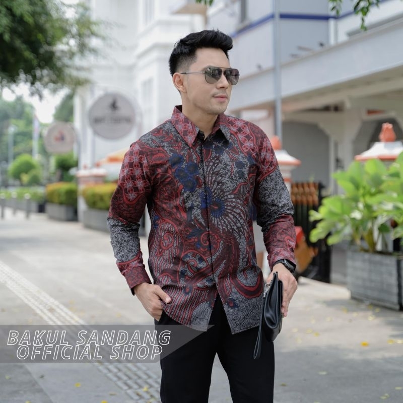 Kemeja Batik Pria Slimfit Slim Fit Kekinian Terbaru hijau Green Sage
