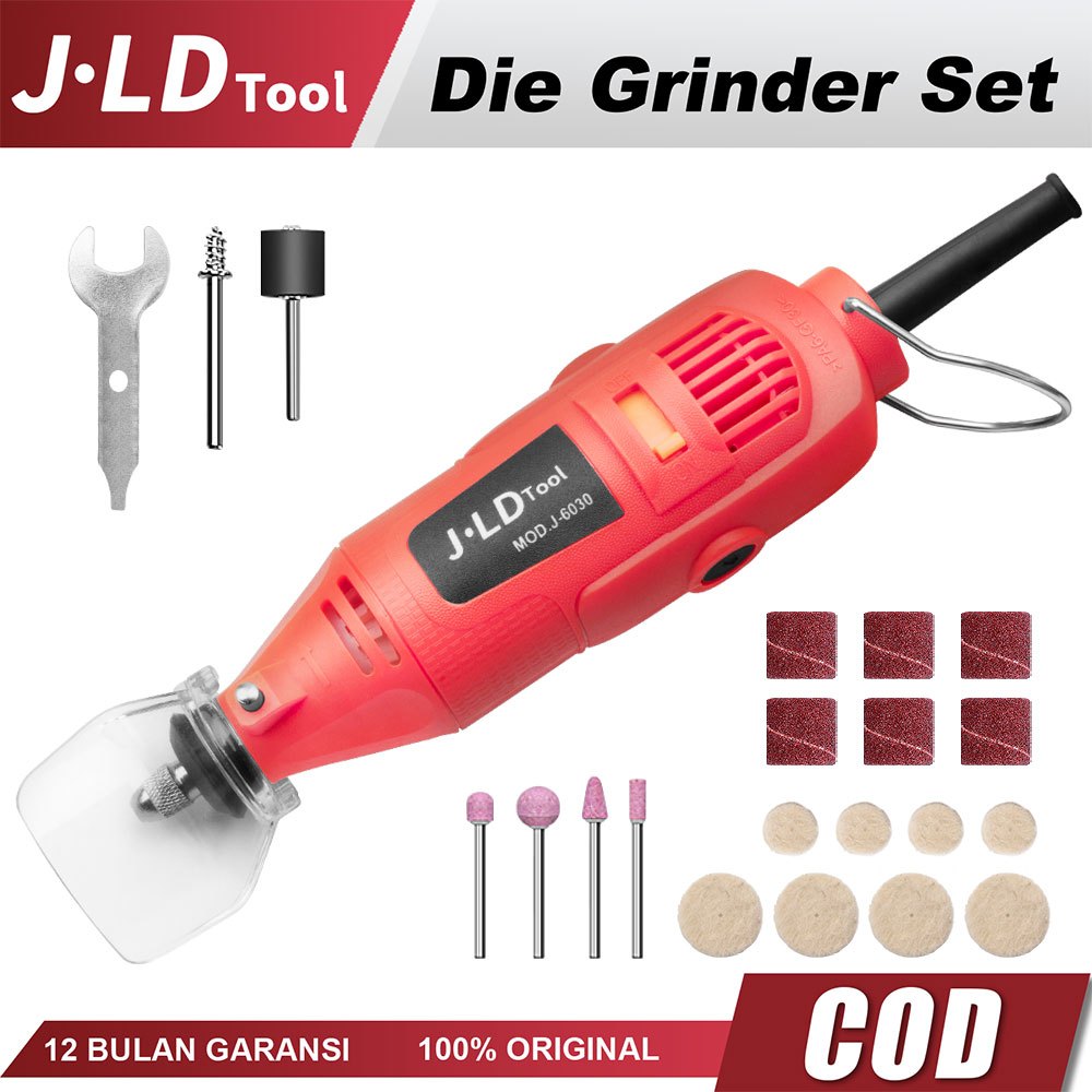 JLD Collet 1/4" Electric Mini Die Drill Grinder Carver Set Mesin Bor Tuner Listrik Power Rotary Tool