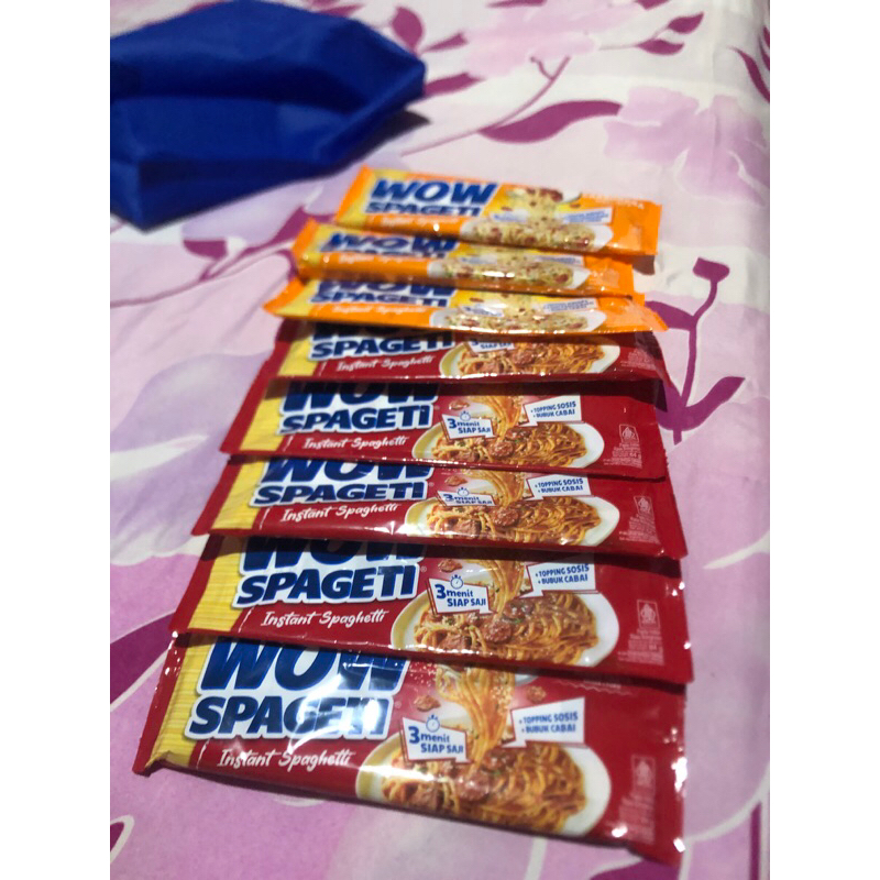 

paket wow || mie spageti wow isi 8pcs campur Free kain tas belanja uk 29x30