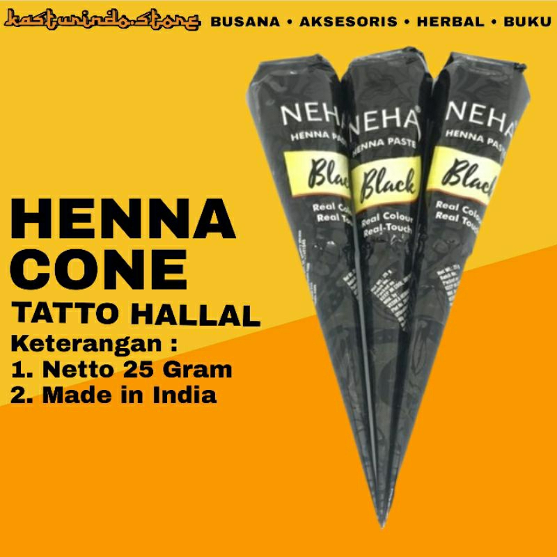 COD!! Hena Tatto Arab netto 25g Hitam dan Merah - Henna Neha Nahe Hallal Cone Tato Pengantin Hallal