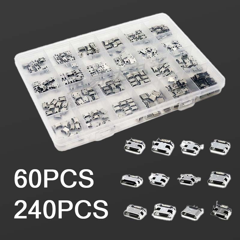60/240pcs Konektor Socket Charger 5 Pin Tipe B Female Mini USB Socket Konektor Soket USB Micro Type