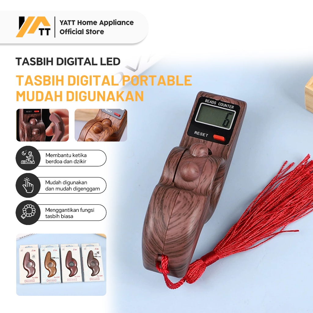 YATT Tasbih Digital Tasbih Digital LED Motif Kayu Marble Model Unik dan Premium