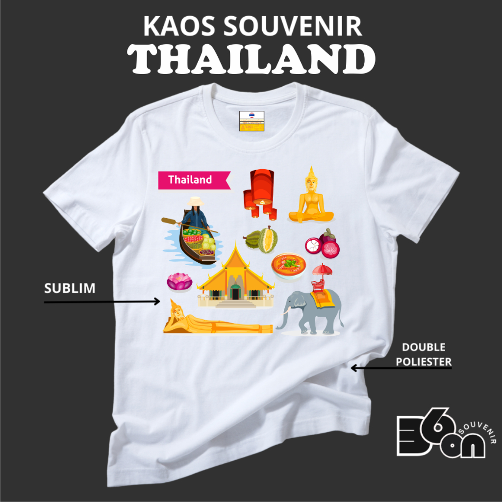 KAOS OLEH OLEH KHAS THAILAND - BAJU SOUVENIR NEGARA THAILAND - BANGKOK - BISA CUSTOM