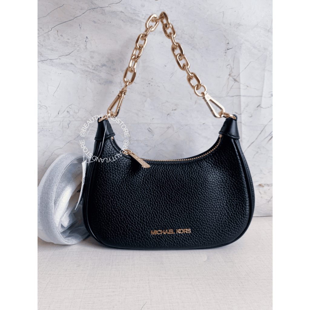 Mk Cora Mini Zip Pouchette Leather Black