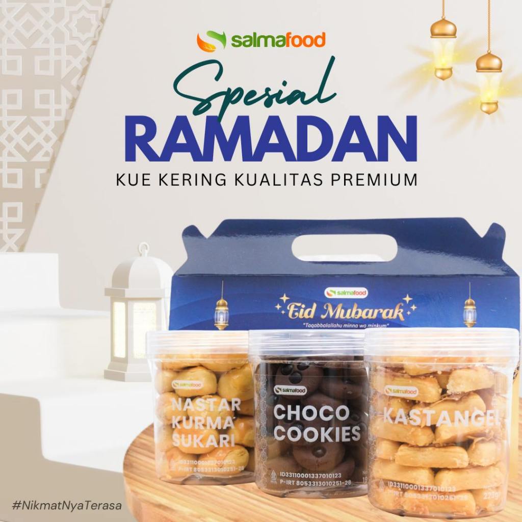 

PROMO Kue Lebaran Sepaket Isi 3 By Salmafod Nastar Kurma Sukari Kastangel Choco Chips