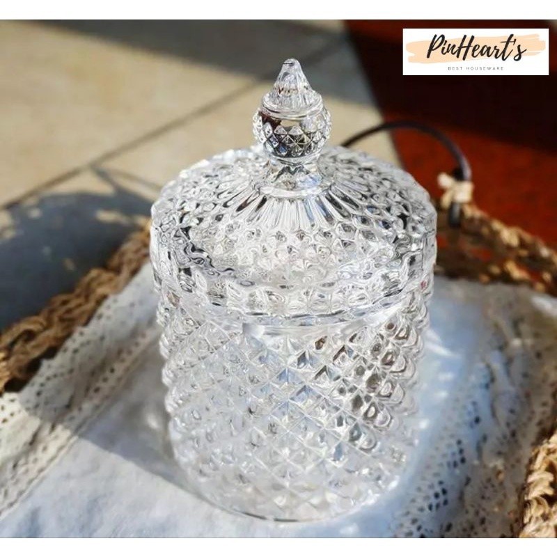 PROMO TOPLES KACA KRISTAL MOTIF WAJIK UKURAN BESAR & KECIL | STOPLES KUE | STOPLES PERMEN | SOUVENIR