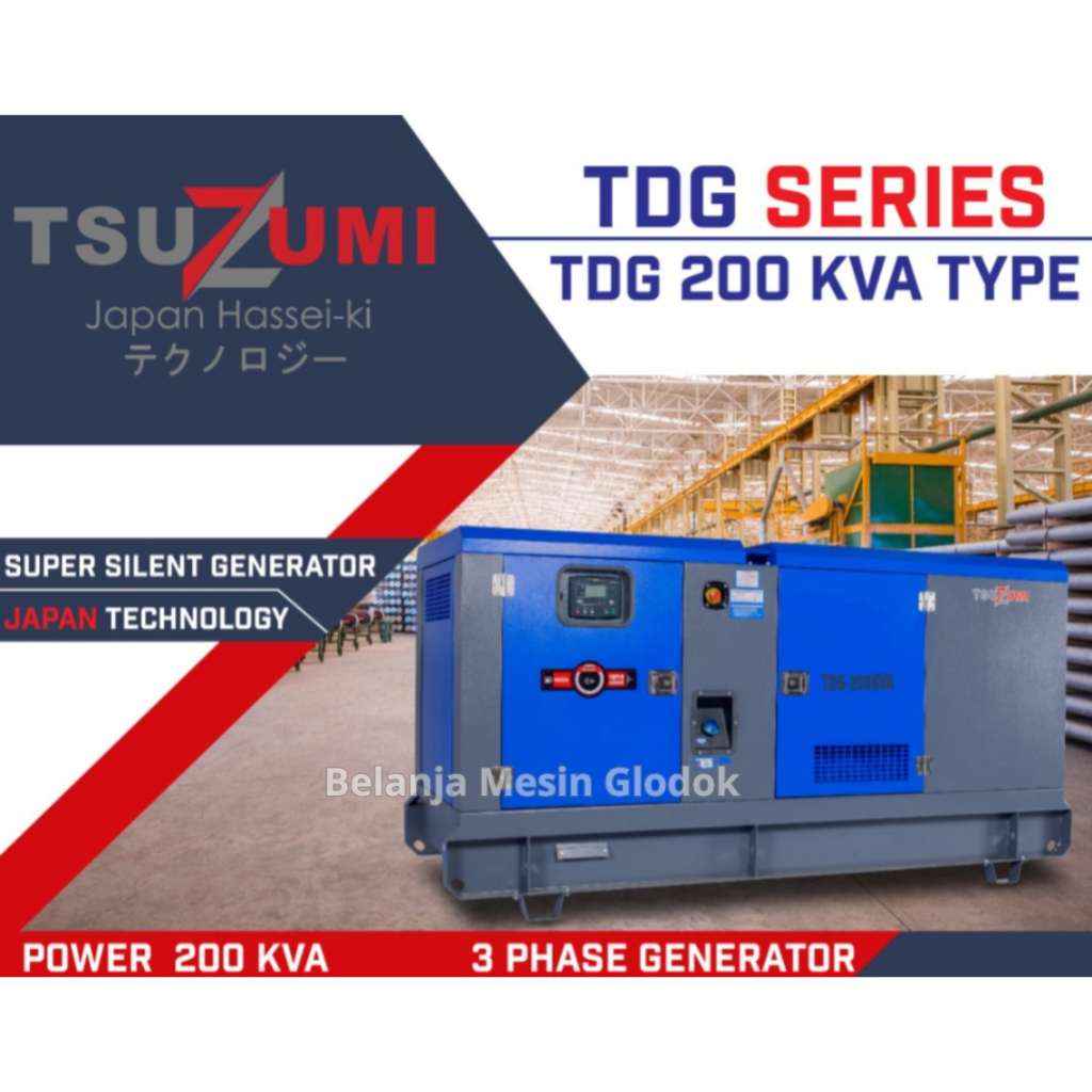 Genset Silent 200 KVA Tsuzumi TDG-200, Generator Diesel Super Heavy Duty dengan Teknologi Jepang