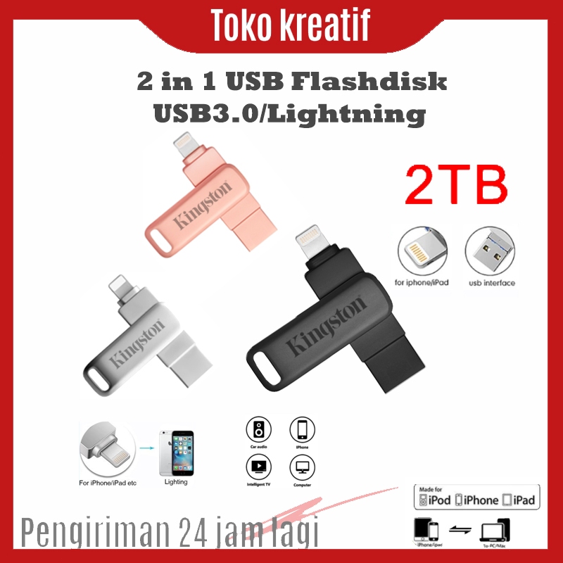 FlashDisk 2TB 2 in 1 OTG ,Kompatibel dengan IOS,Iphone,ipad&PC,USB3.0 128GB 1TB 2TB