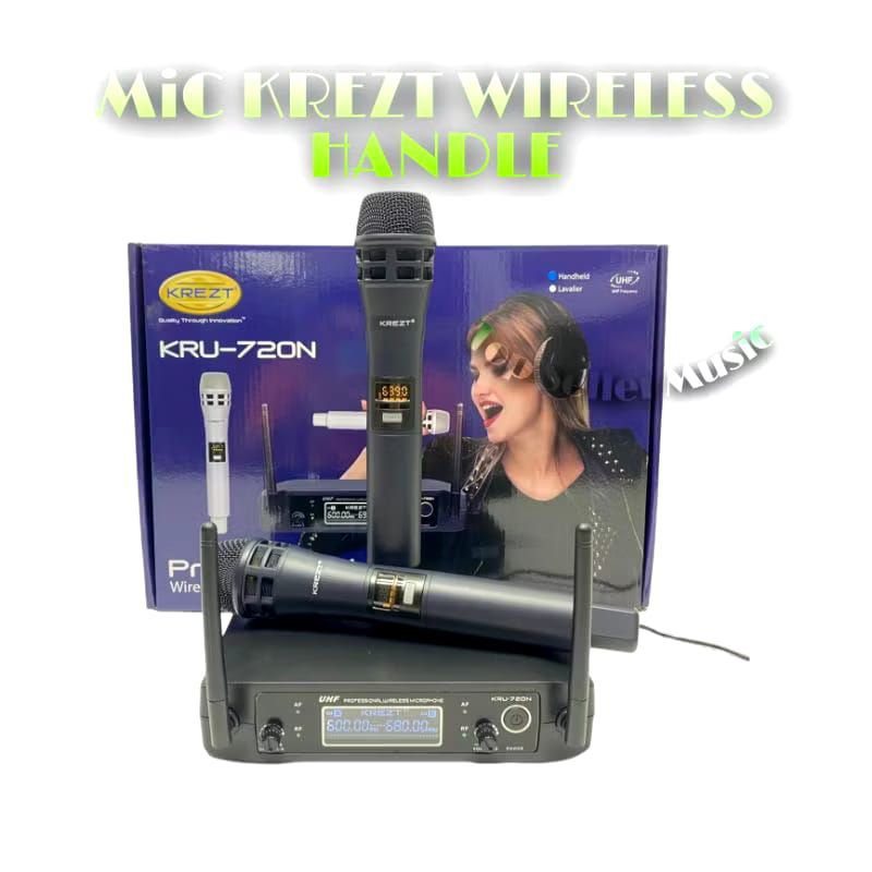 MICROPHONE WIRELESS KREZT KRU 720N MIC WIRELESS KREZT ORIGINAL 2MIC-HITAM