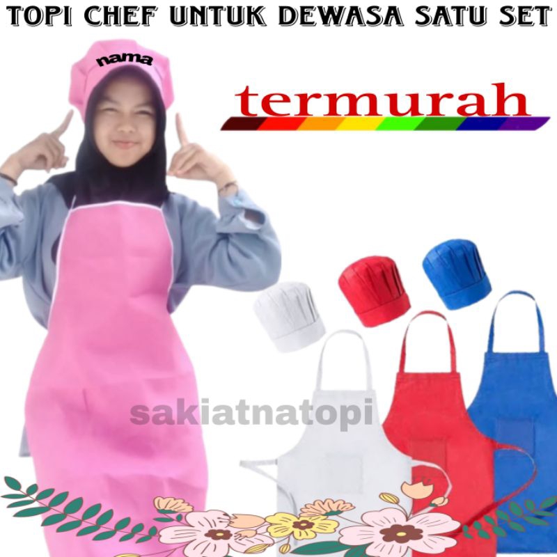 Topi chef untuk dewasa Topi koki Free bordir nama Topi chef pria wanita