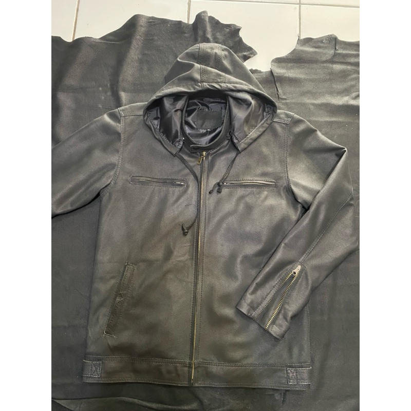 Jaket kulit domba lembut model asli hoody / jaket kulit model kupluk terbaru