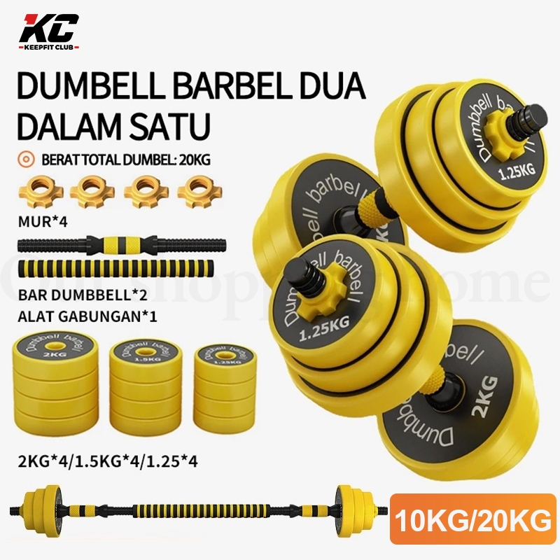 [Ready] 20Kg Barbel Set Max Angkat Beban Fitness/10Kg Dumbell Barbel Set Tiang Angkat Beban Besi