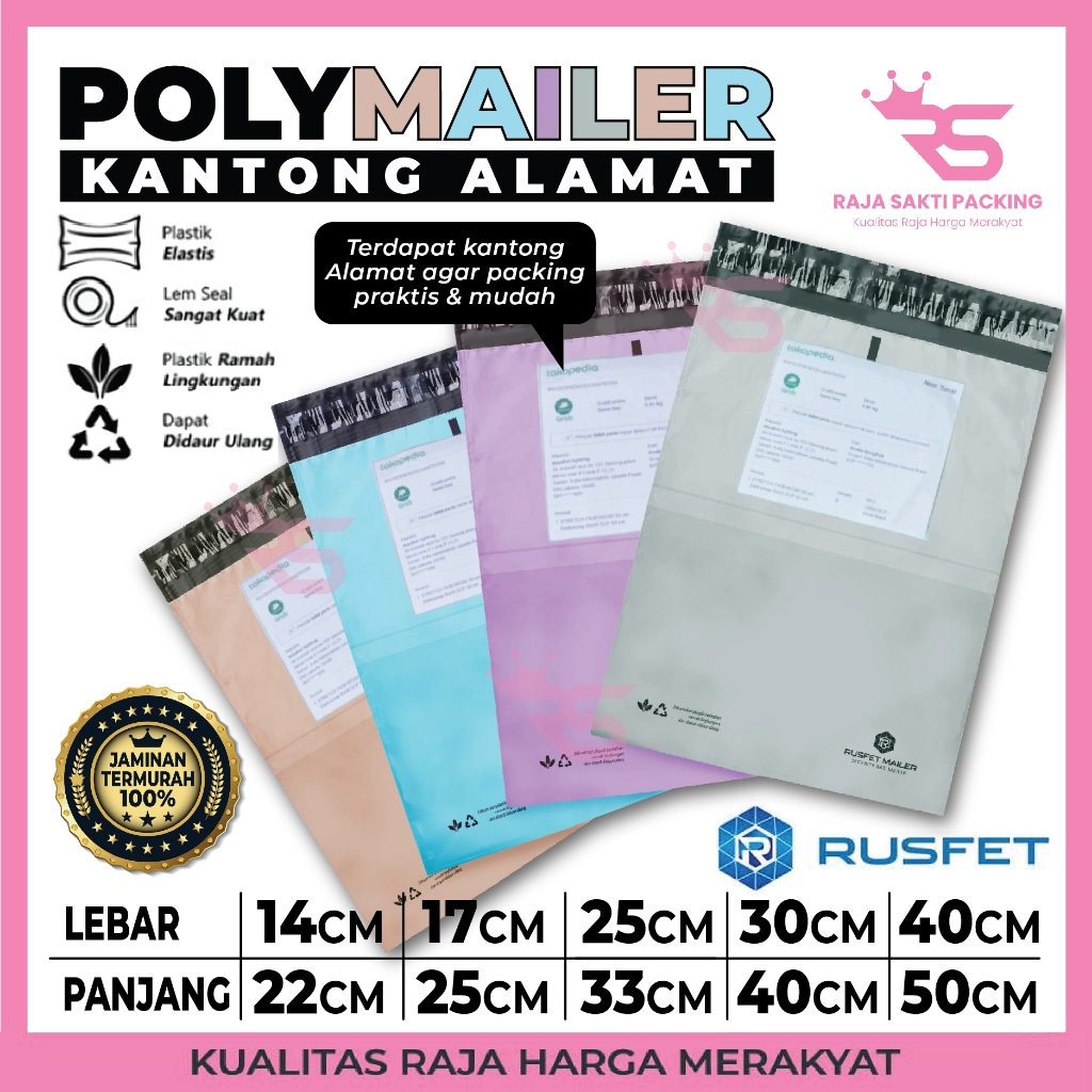 

Amplop Packing Plastik Polymailer Kantong Alamat Premium Warna Polos Rusfet Satuan Termurah