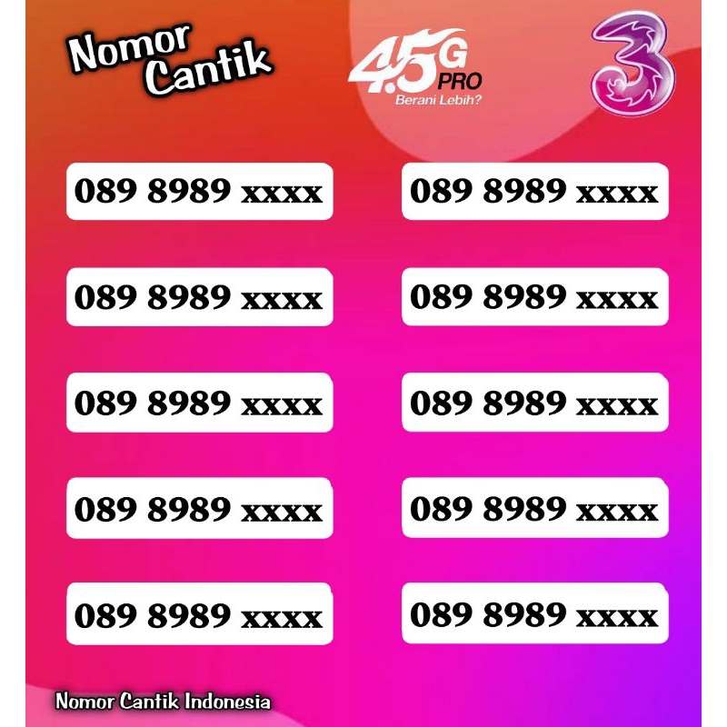NOMOR CANTIK TRI 11 DIGIT -  NOMOR TRI CANTIK - KARTU CANTIK TRI