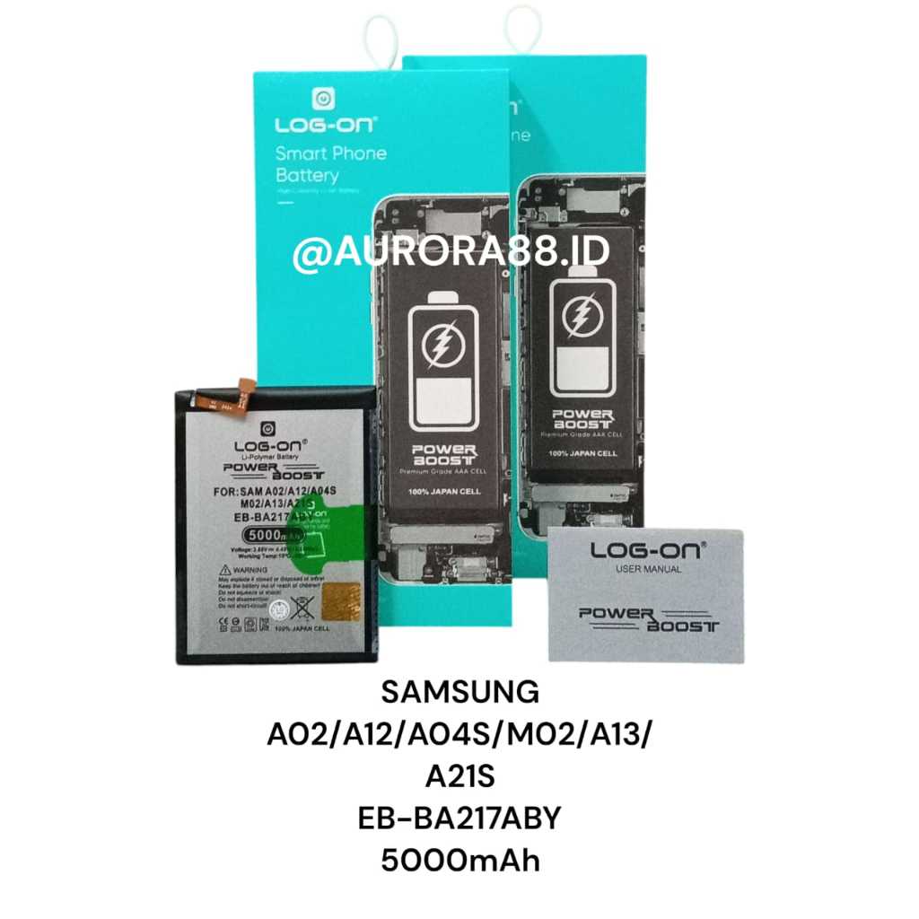 LOG ON BATERAI SAMSUNG A02/A12/A04S/M02/A13/A21S mAh POWER BOOST DOUBLE PROTECTION IC BATTERY