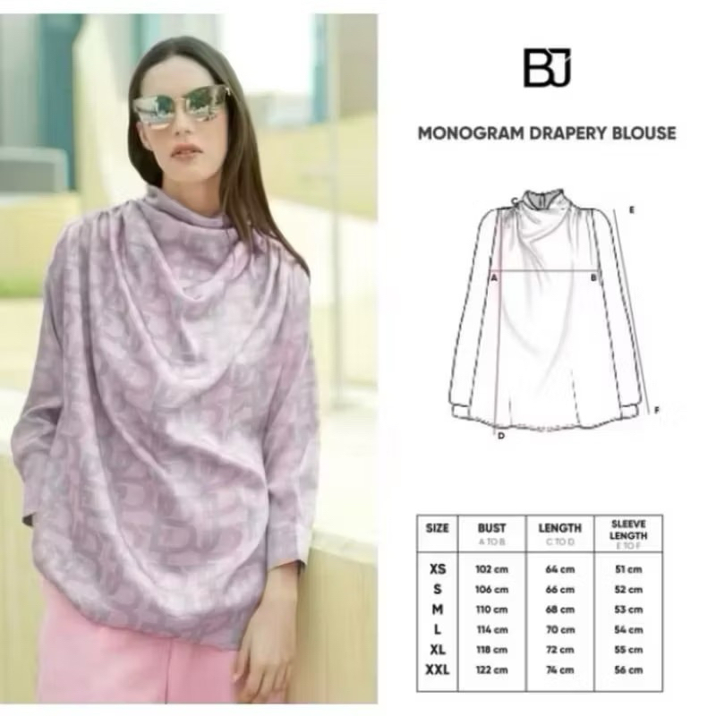 NEW Benang Jarum Monogram Drapery Blouse