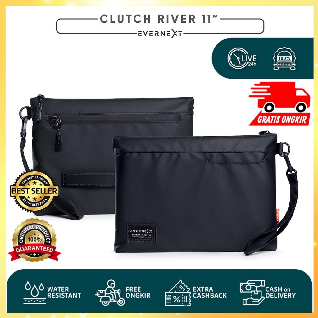CLUTCH RIVER 11 - EVERNEXT | Tas Tangan Tas Hand Bag Clutch Pria Polos Waterproof Anti Air
