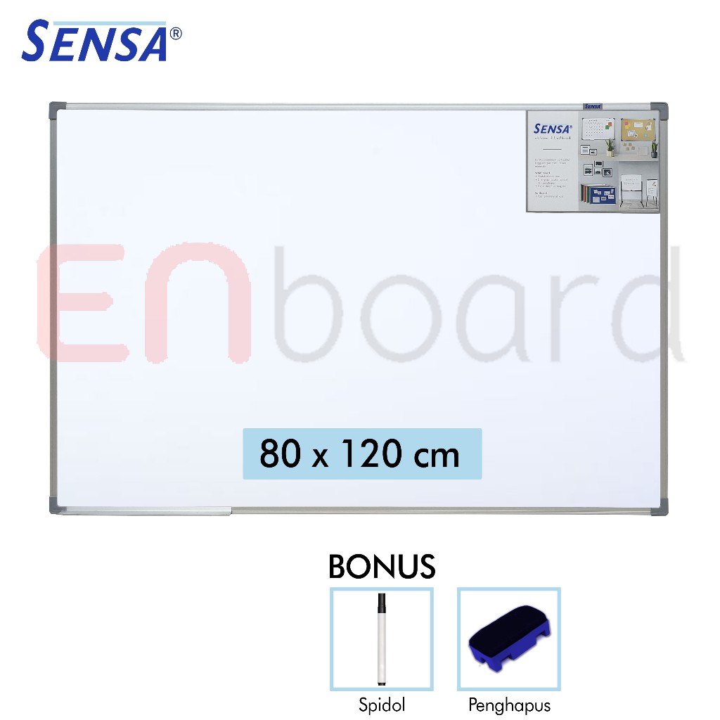 

Papan Tulis Whiteboard / White Board Gantung Single Face Sensa 80 x 120 cm