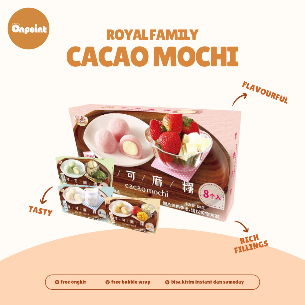 

Royal Family Cacao Mochi | Cemilan Mochi Kue Lembut Bervariasi Rasa