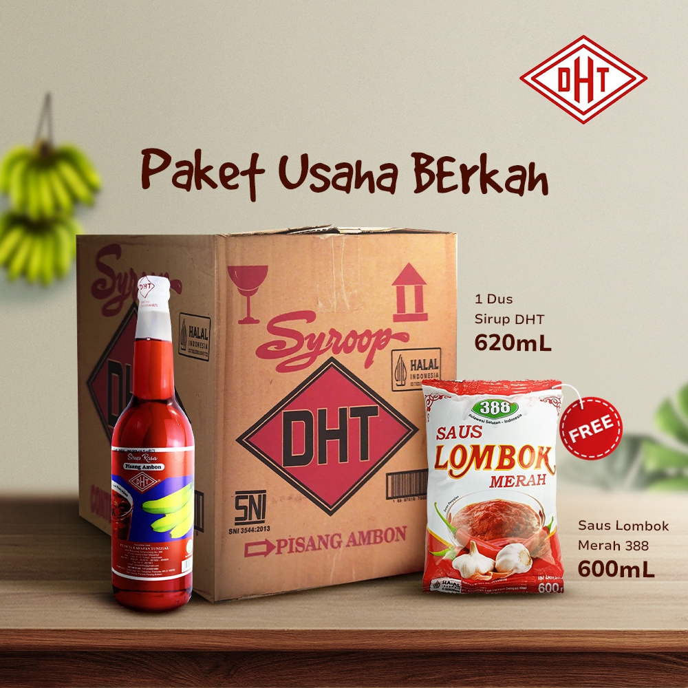 

DHT Special Bundle - Paket Usaha Sirup DHT Pisang Ambon 620ml (12Pcs) + Saus Lombok Merah 600ml (1Pc)