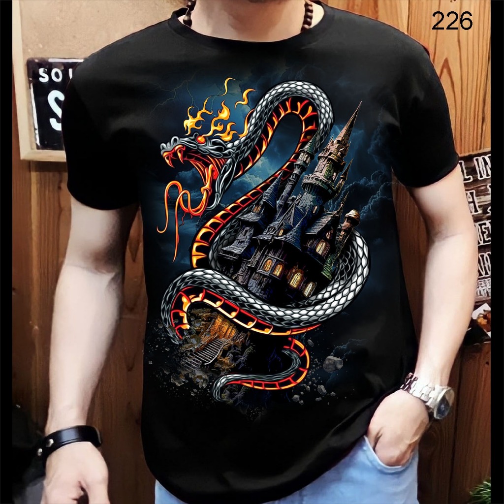 Kaos distro pria whiskey jack dragon ilustration