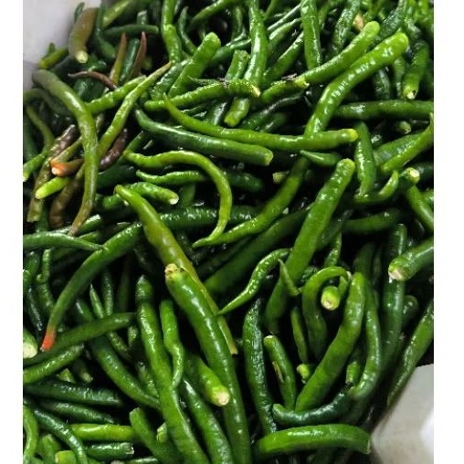 

Cabai hijau keriting= 1 Kg Cabai keriting hijau