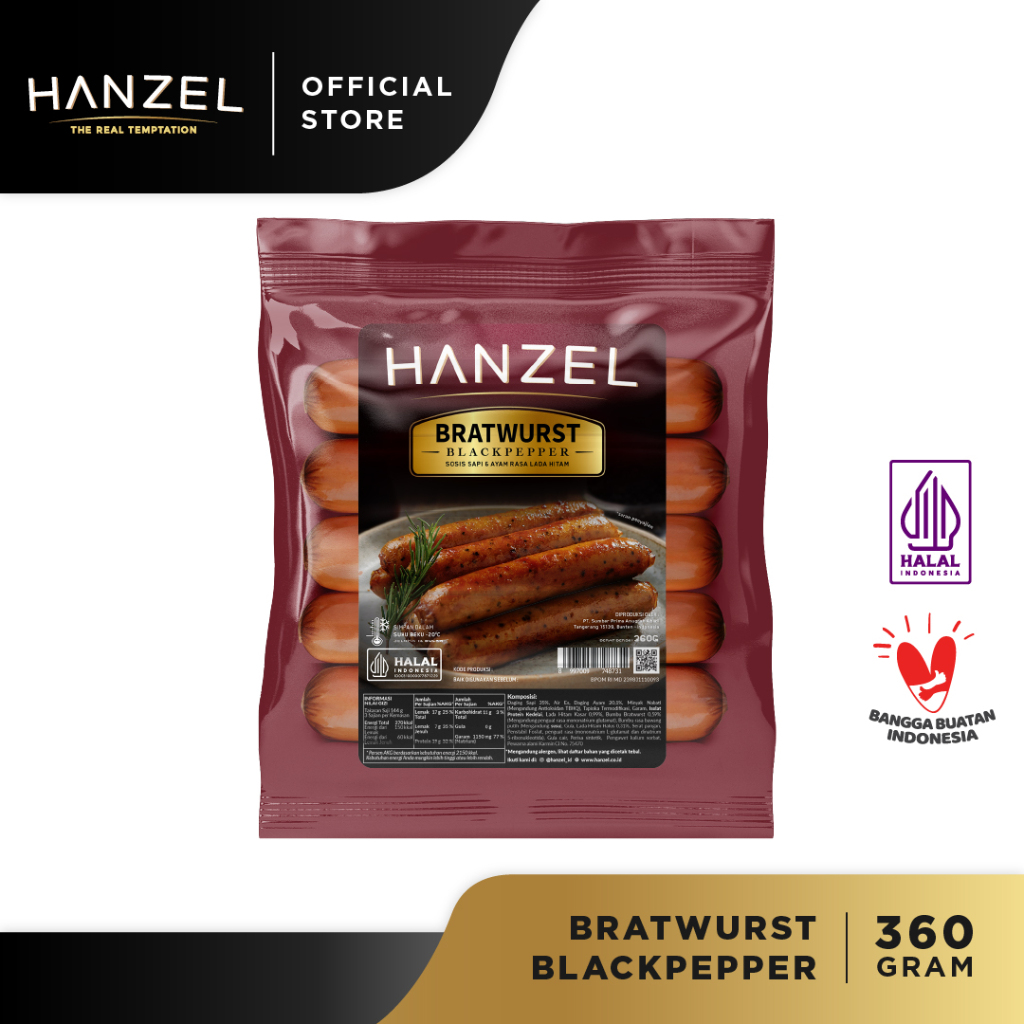

Sosis Hanzel Bratwurst Blackpepper 360 gram