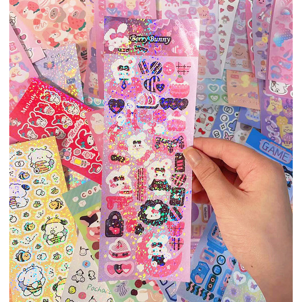 

J ( J5 ) STIKER KARAKTER KARTUN HOLOGRAM GLITTER / STICKER MOTIF LUCU / DEKORASI