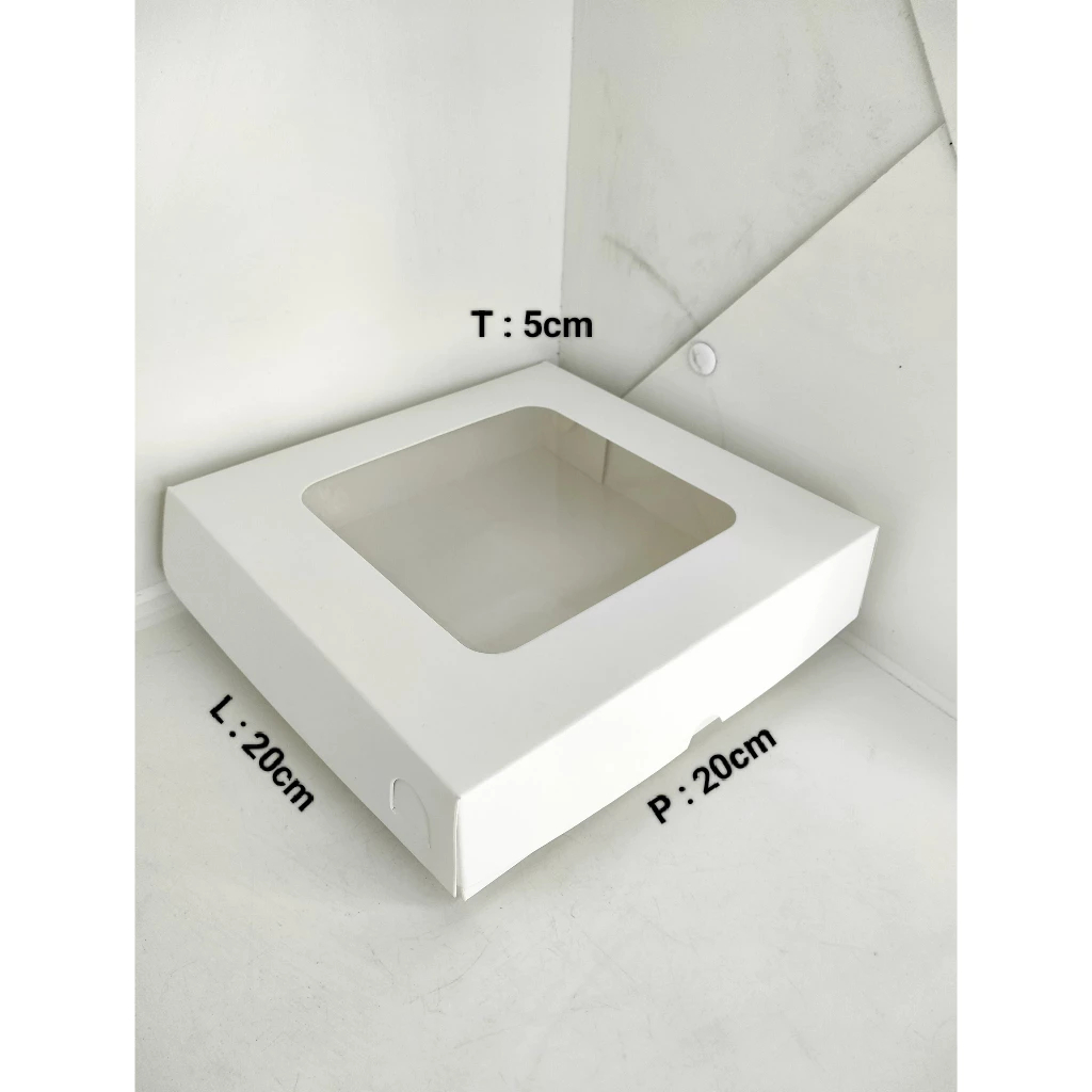 

5 Pcs Box Putih Mika 20X20X5 IVORY LAMINASI 365 GSM