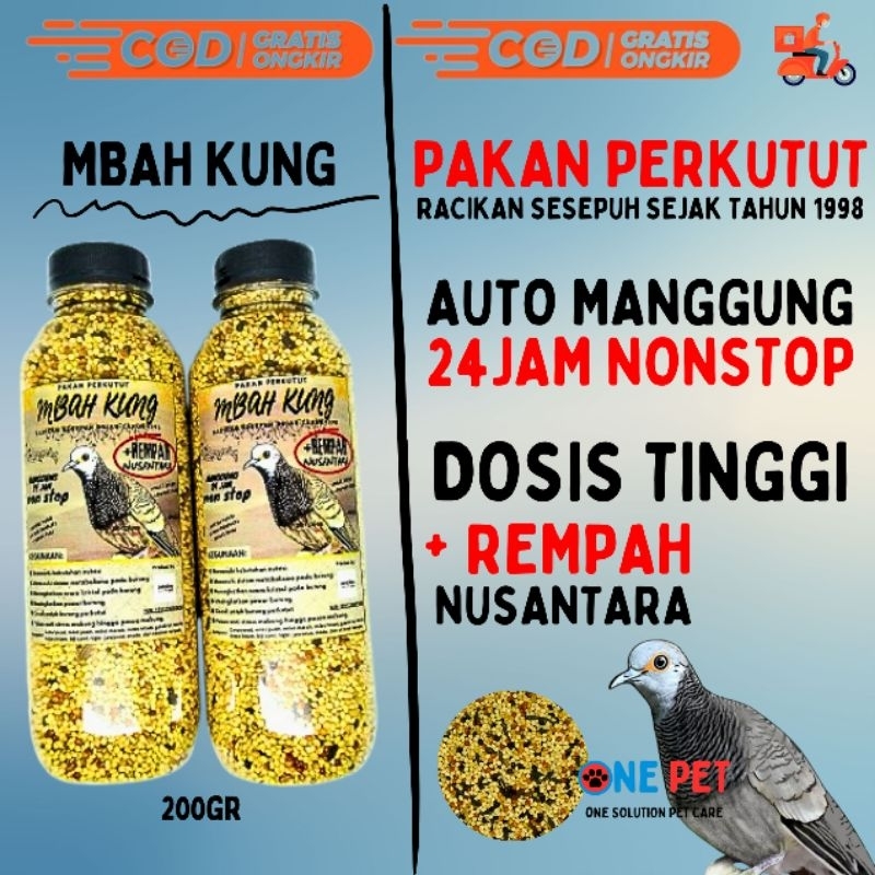 PAKAN BURUNG PERKUTUT MBAH KUNG 200gr - Pakan burung perkutut dosis tinggi biji bijian milet lengkap