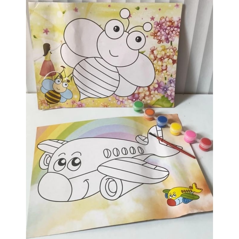 

PAKET LENGKAP Melukis Mewarnai Anak / Alat Melukis anak kerajinan tangan anak set cat air & kuas lukis gambar