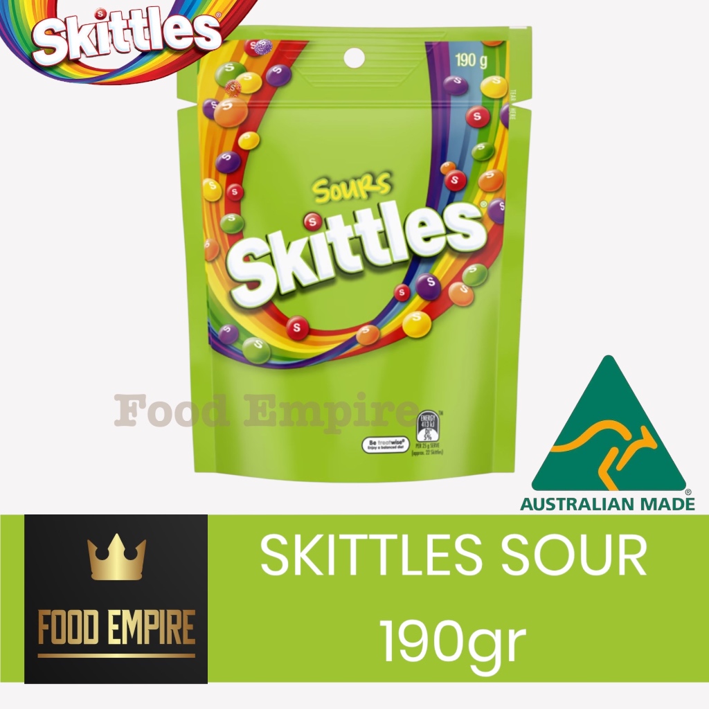 

SKITTLES Sour Candy Share Bag 190 gr | Permen Asam | Skittle Australia