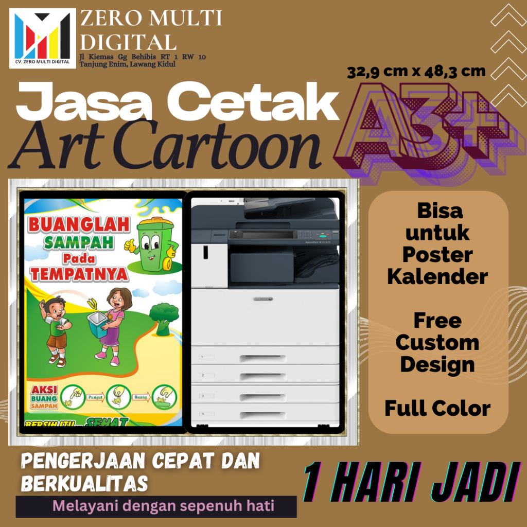 

[JASA CETAK DAN DESIGN] ZERO ART CARTOON POSTER KALENDER UKURAN A3+ FREE DESIGN BERKUALITAS