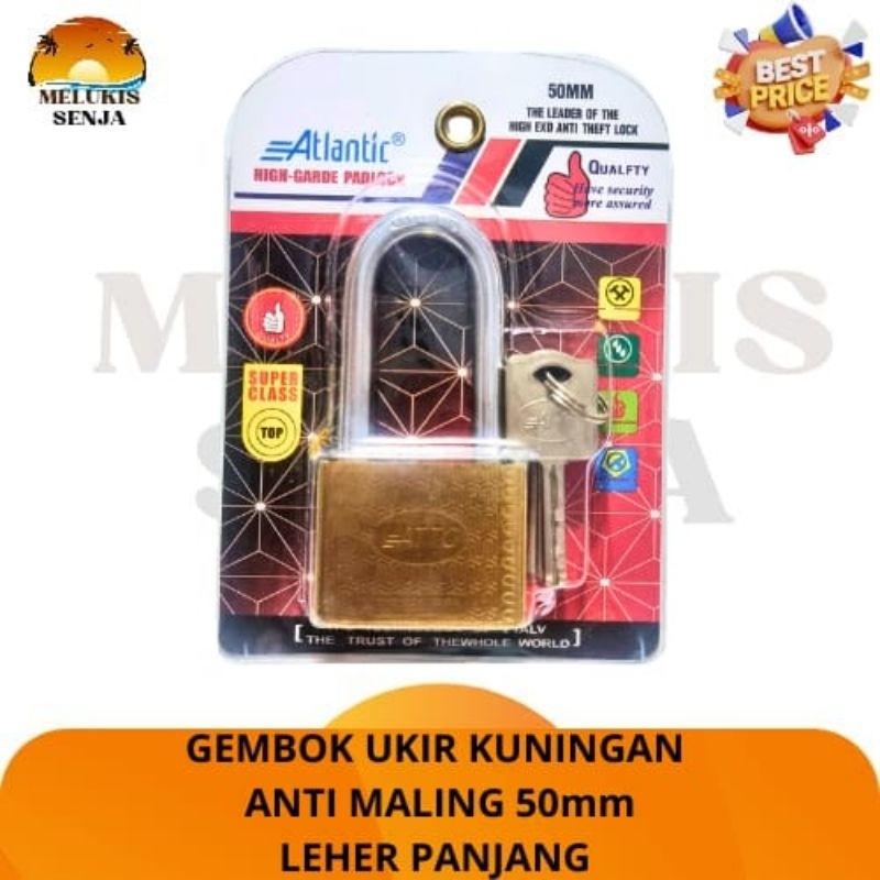 Gembok Anti Maling/Gembok Baja Kuningan 50mm panjang