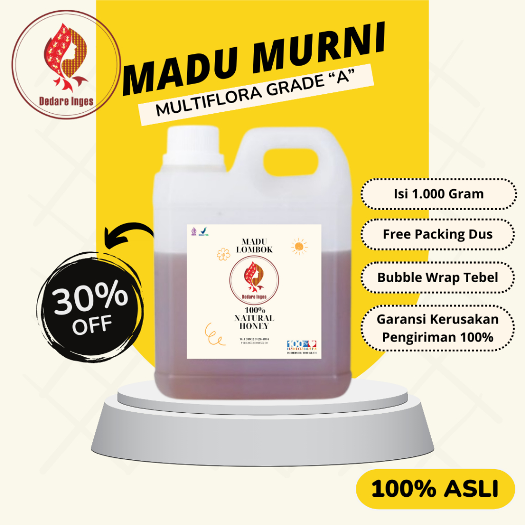 

Madu Asli Multiflora Murni 100% – Premium, Tanpa Campuran, Kemasan Jerigen 1.000 gram