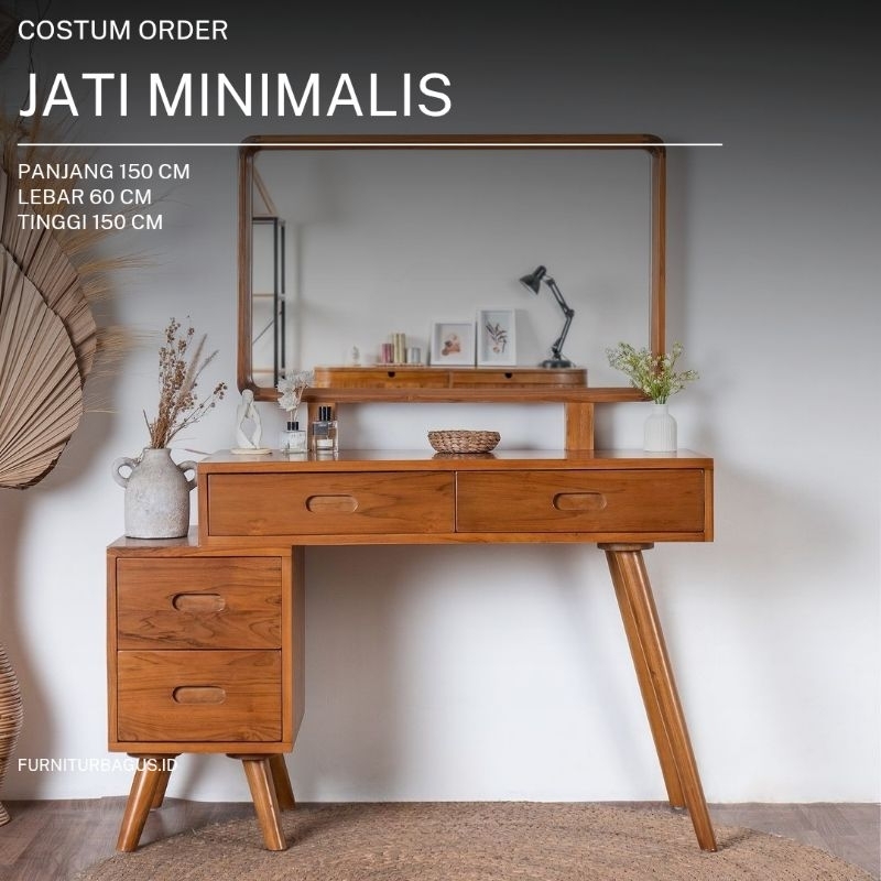 Meja Rias Jati Minimalis / Meja Rias Aesthetic / Meja Rias Jati Jepara Minimalis / Tolet Meja Rias K