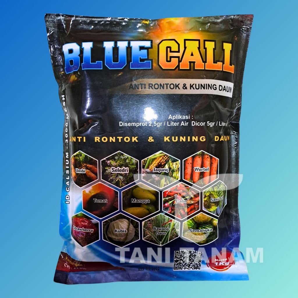 BLUE CALL (SUPER BIRU) PUPUK ID CALSIUM - 3000 MESH ANTI RONTOK & KUNING DAUN 1 KG