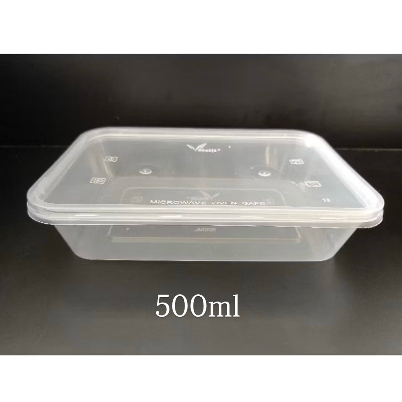 Kotak makan Meiji Rectangle Thinwall Cointainer 500ml Kotak Makan Plastik Ready Stock