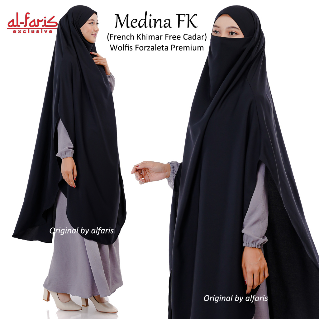 Medina French Khimar Long Oval Wolfis Premium Forzaleta Free Cadar, Frenchkhimar Woolpeach Fortaleza