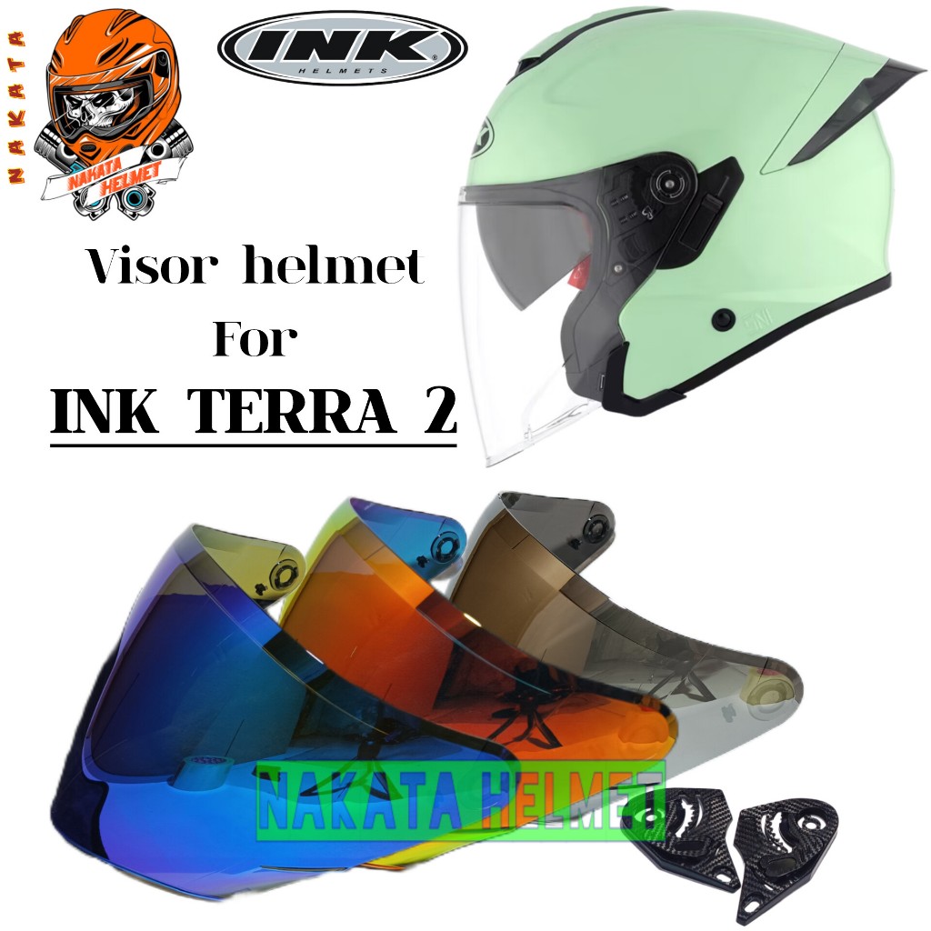 Kaca helm INK TERRA 2 visor helmet ink terra 2 warna bening hitam smock iridium blue red gold