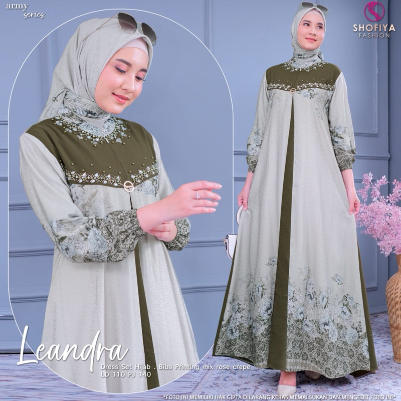 leandra by shofiya - original shofiya - gamis set hijab - leandra shofiya - gamis free hijab - best 