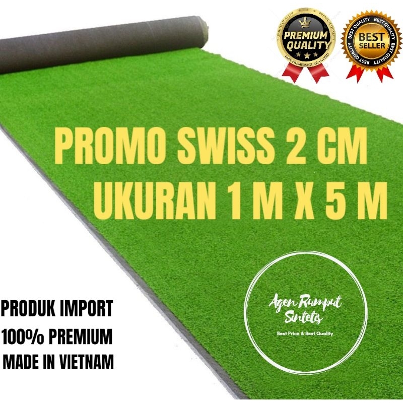 KARPET RUMPUT SINTETIS 1 ROLL 1X5 METER TIPE SWISS PREMIUM TEBAL 2 CM