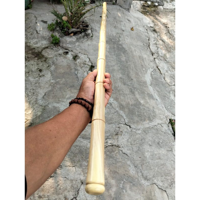 TONGKAT JALAN KAYU KEMUNING GADING MOTIF LURUS BAMBU 1 METER