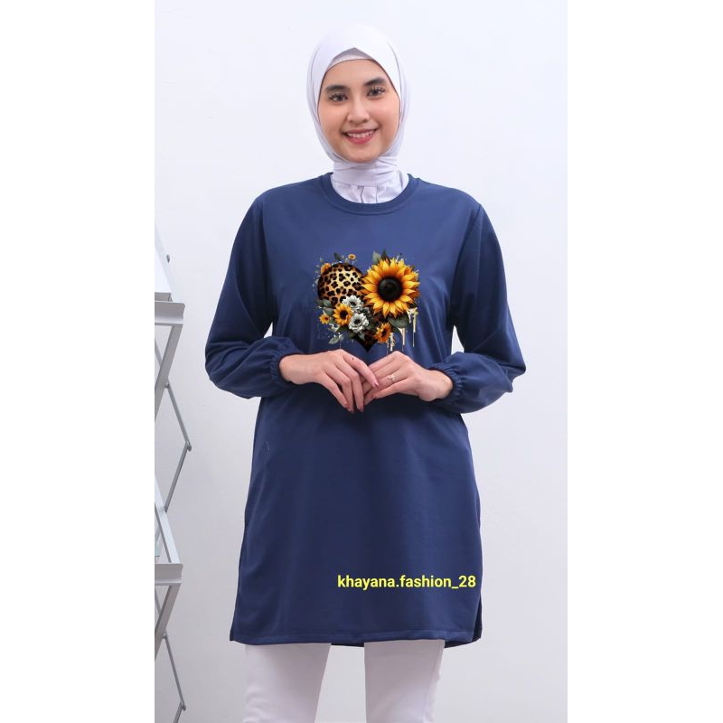 Baju Tunic wanita dewasa motif bunga matahari love baju tunik wanita dewasa