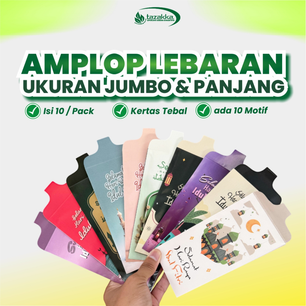 

Amplop Lebaran Jumbo Angpao Islami Murah Seukuran Uang isi 10 Pcs per Pack Bahan Tebal dan Premium