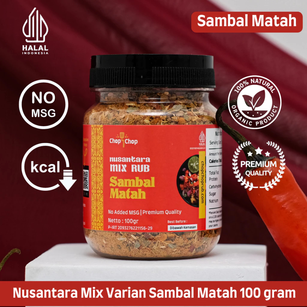 

SPkebab X Chopchop Nusantara Mix Rub Sambal Matah Bumbu Marinasi Rendah Kalori / Diet Serbaguna bumbu instant