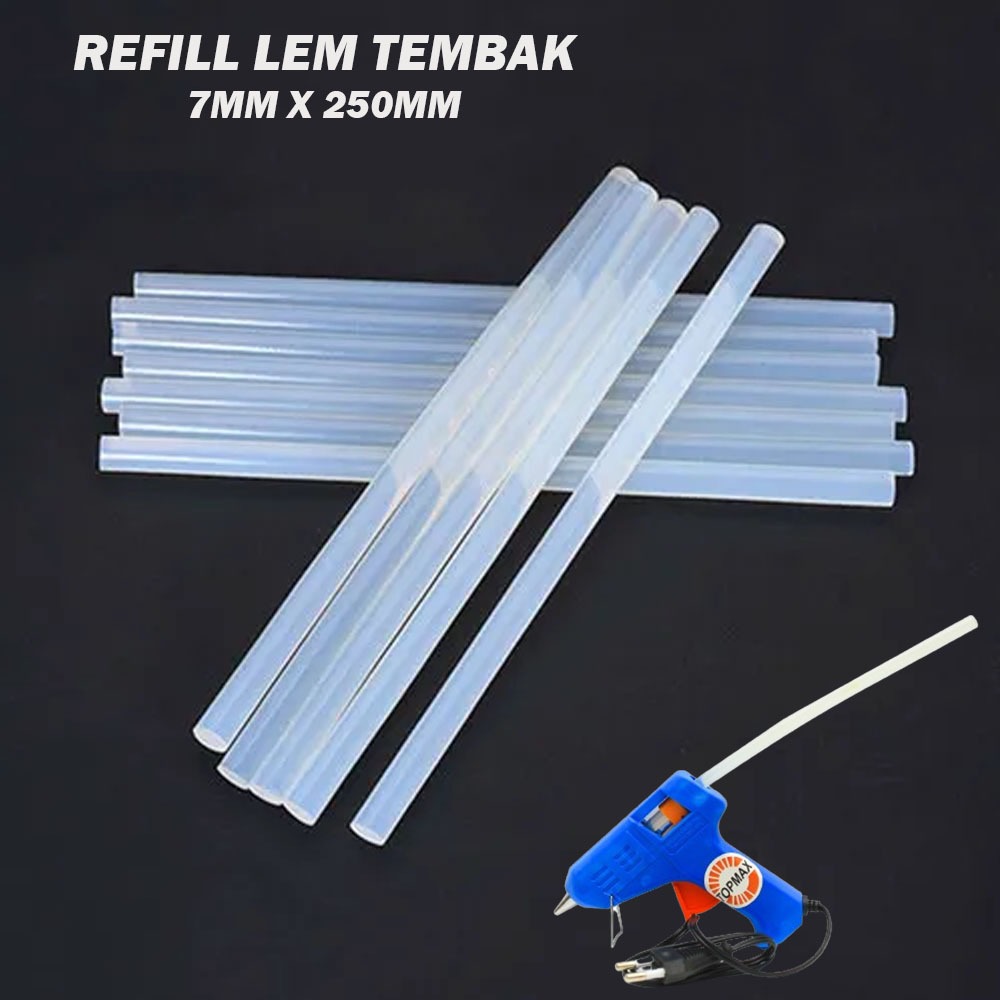 

[10 Batang] Refil Isi Ulang Lem Tembak Lilin / Glue Stick Glue Gun Bening Putih KECIL 7MM