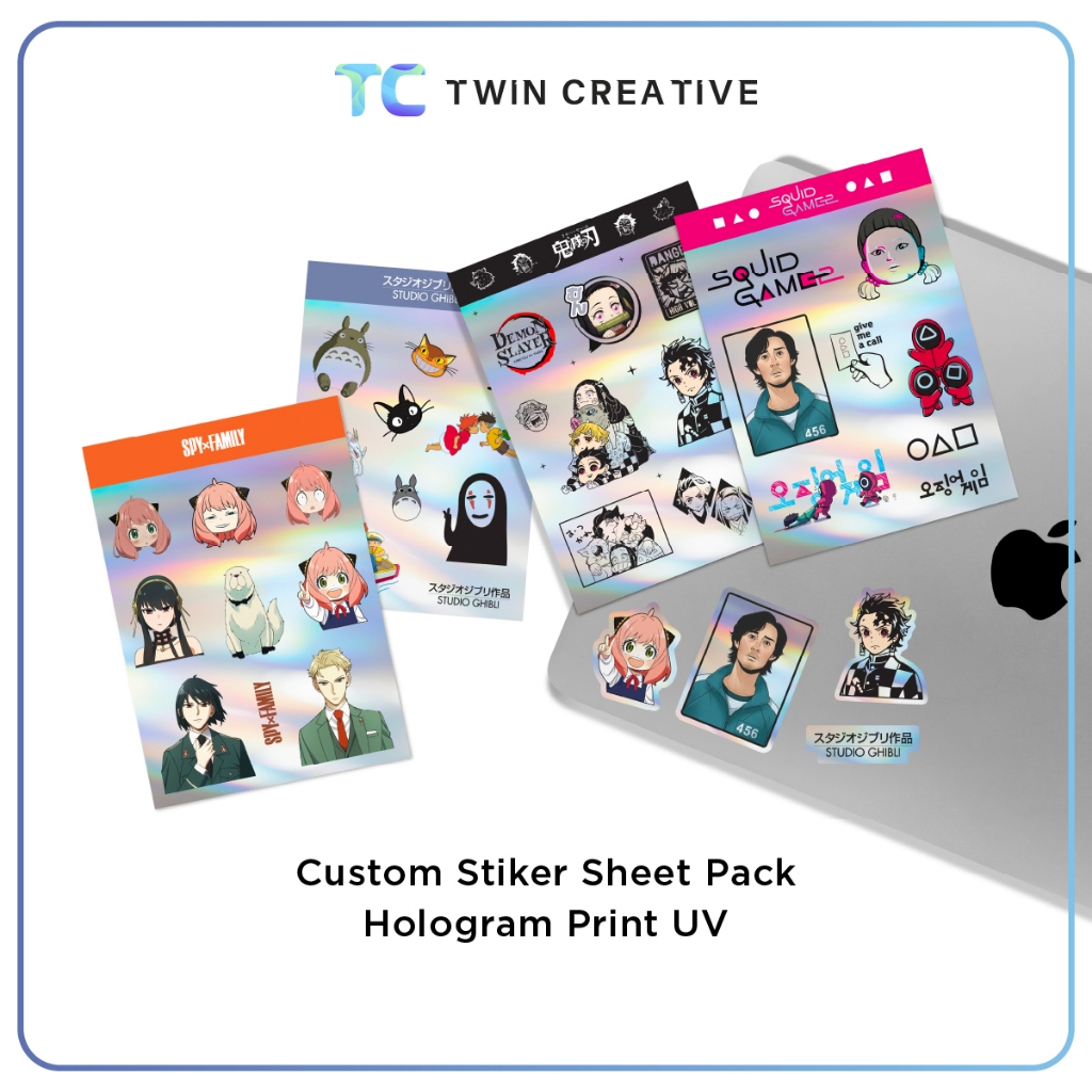 

Custom Cetak Sticker Sheet Pack Kiss Cut Sticker Sheet HP Laptop - Stiker Sheet Pack Hologram Print UV