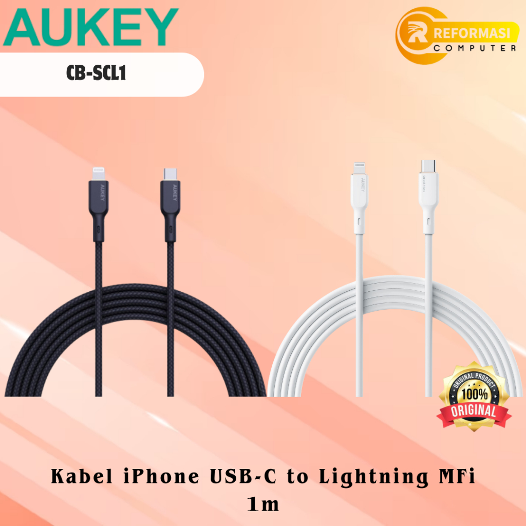 AUKEY Kabel iPhone Aukey CB-SCL1 USB-C to Lightning MFi 1m